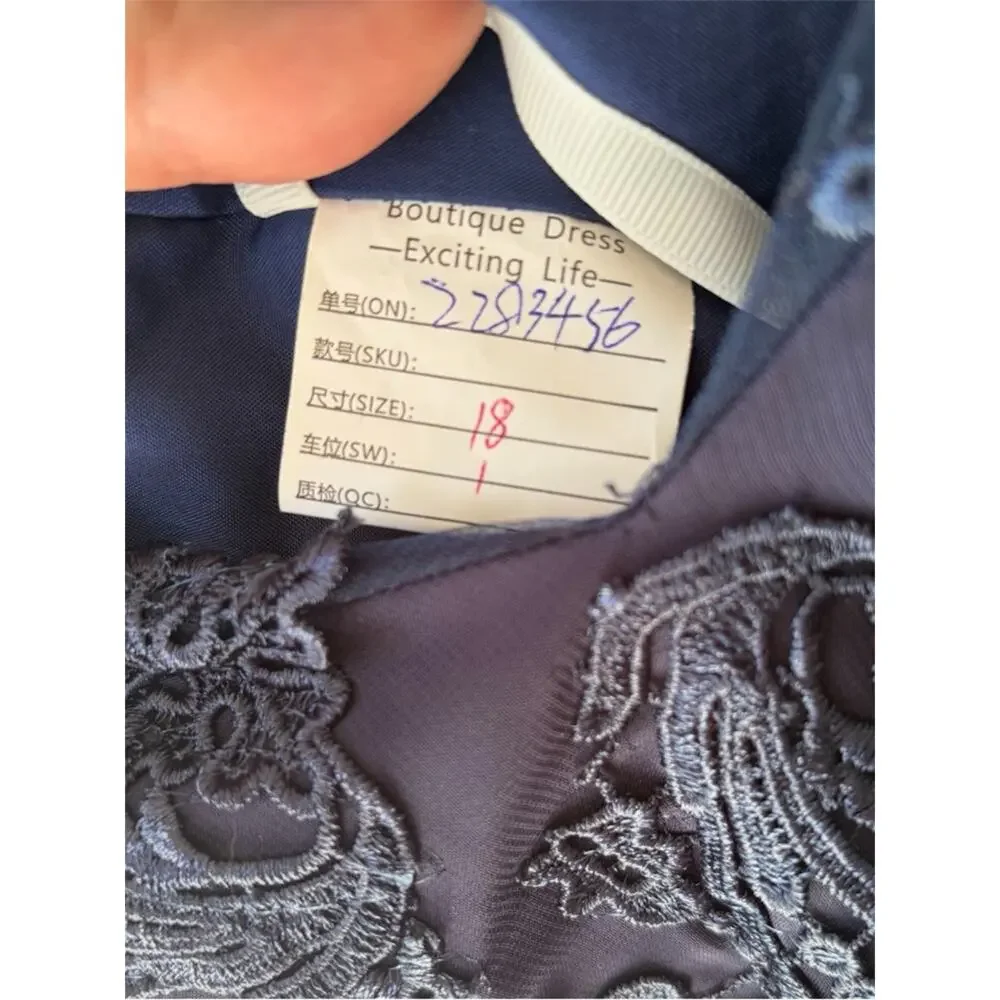 Mother-of-the-Bride Navy Lace Bodice Chiffon High-Low Formal Dress - Size 18W - Picture 7 of 7
